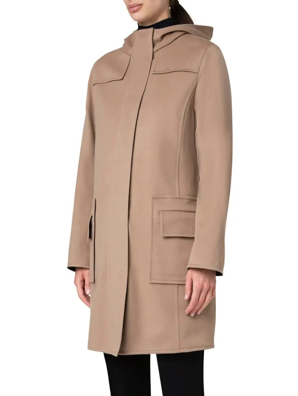 NEW, Akris Punto Duffel Reversible Coat in Malt Black Sz 2 #W189